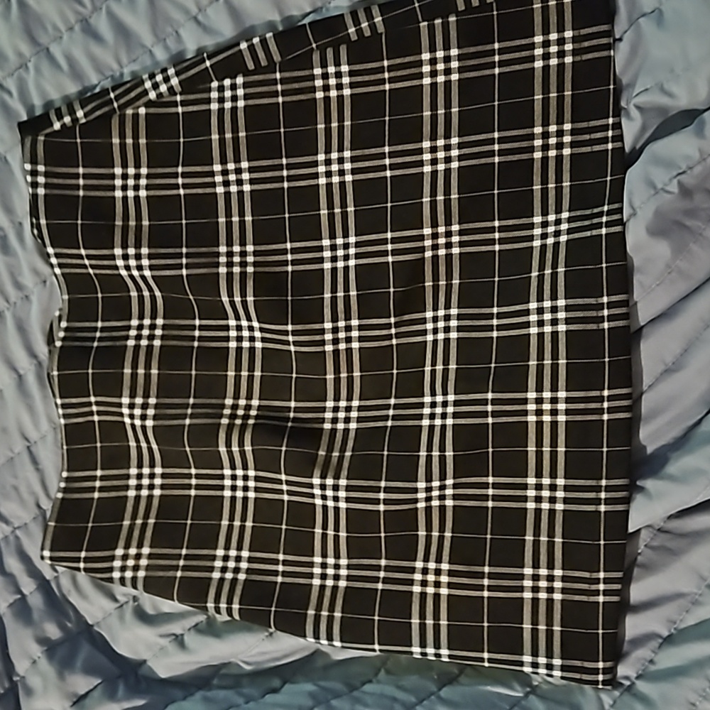 Black plaid mini skirt blue rain